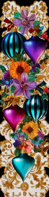 Free printable Christmas bookmarks of tightly arranged vertical ornaments